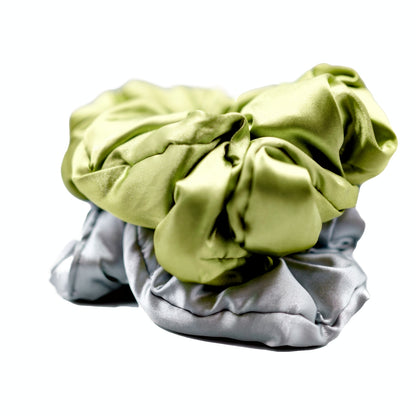 Mega Satin Sleep Pillow Scrunchies 2pc - Black / Avocado / Gold / Silver