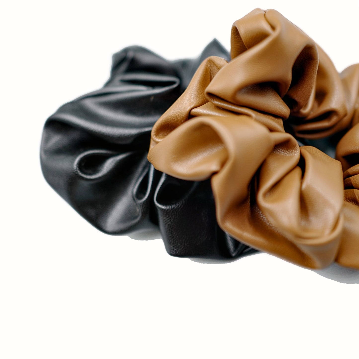 Leather Scrunchies 2pc - Black / Brunette / Vanilla