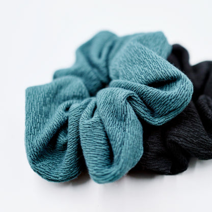 Matte Scrunchies 2pc - Black / Blueish Green / Chalk / Brunette