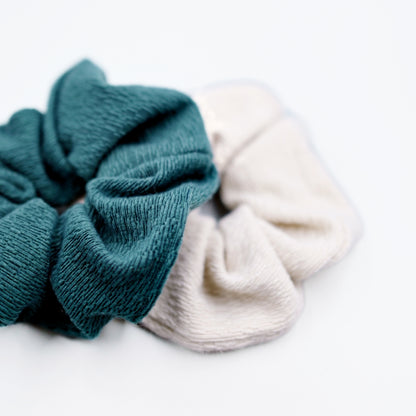 Matte Scrunchies 2pc - Black / Blueish Green / Chalk / Brunette