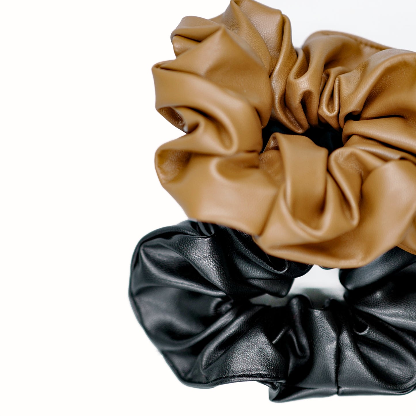 Leather Scrunchies 2pc - Black / Brunette / Vanilla