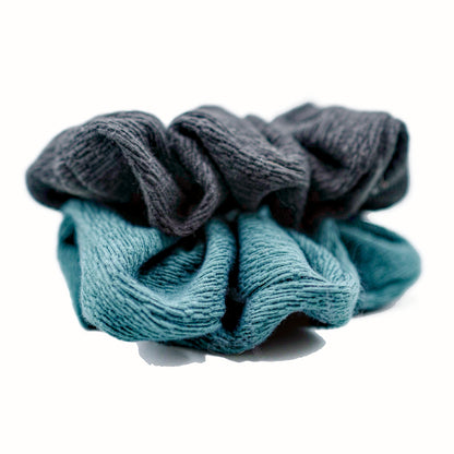 Matte Scrunchies 2pc - Black / Blueish Green / Chalk / Brunette