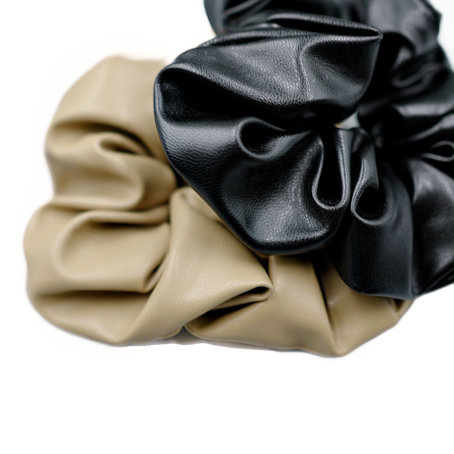 Leather Scrunchies 2pc - Black / Brunette / Vanilla