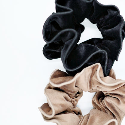 Mega Velvet Scrunchies 2pc - Brunette & Black