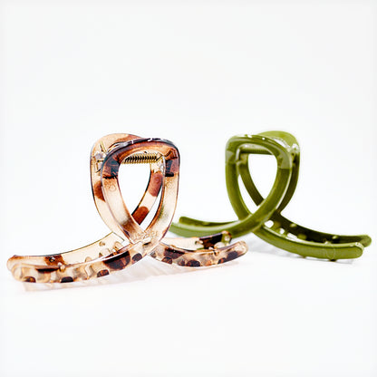 Large Loop Claw Clips 2pc Set - Green & Tort