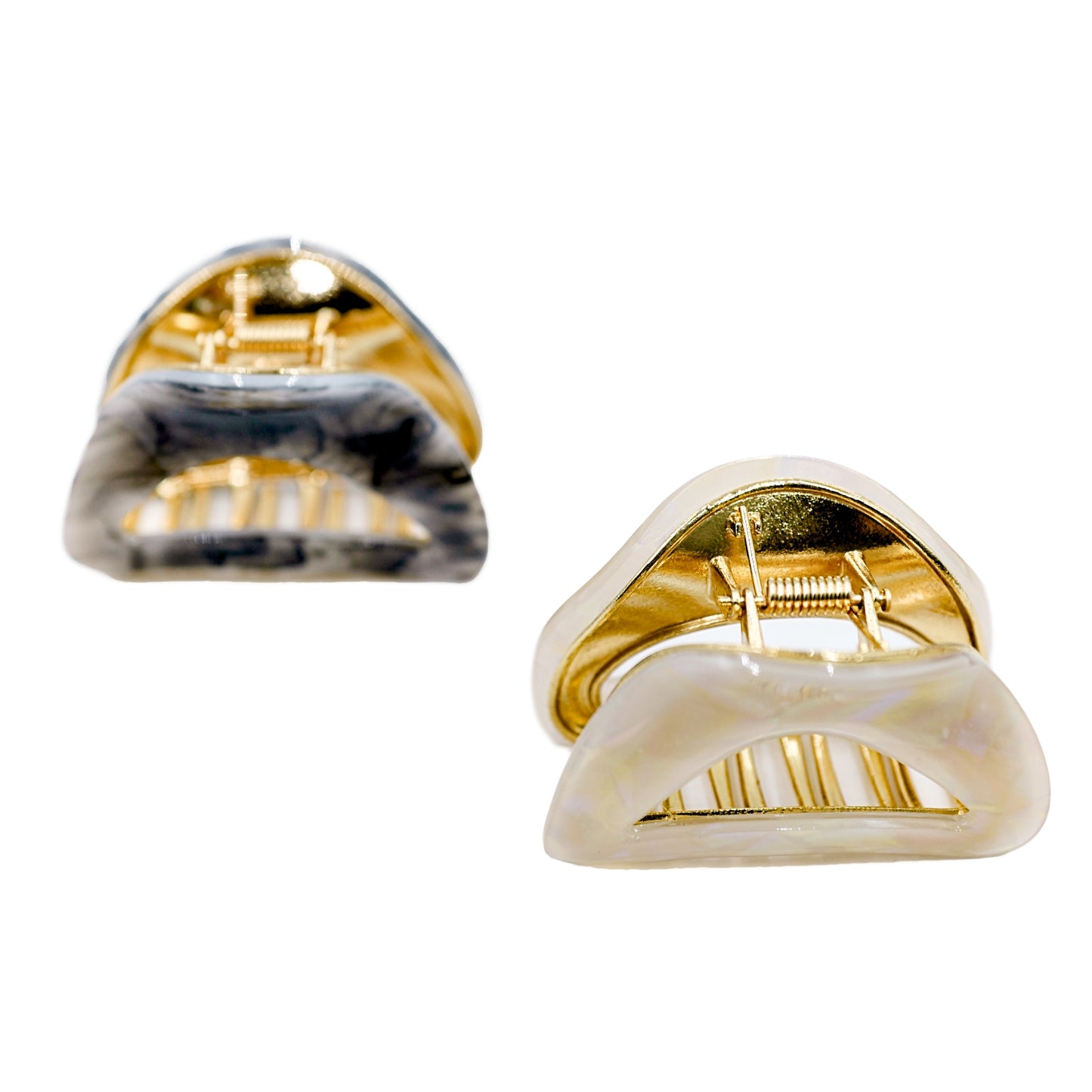 Midi Marble Claw Clips 2pc Set - White / Pearl / Brunette / Gray