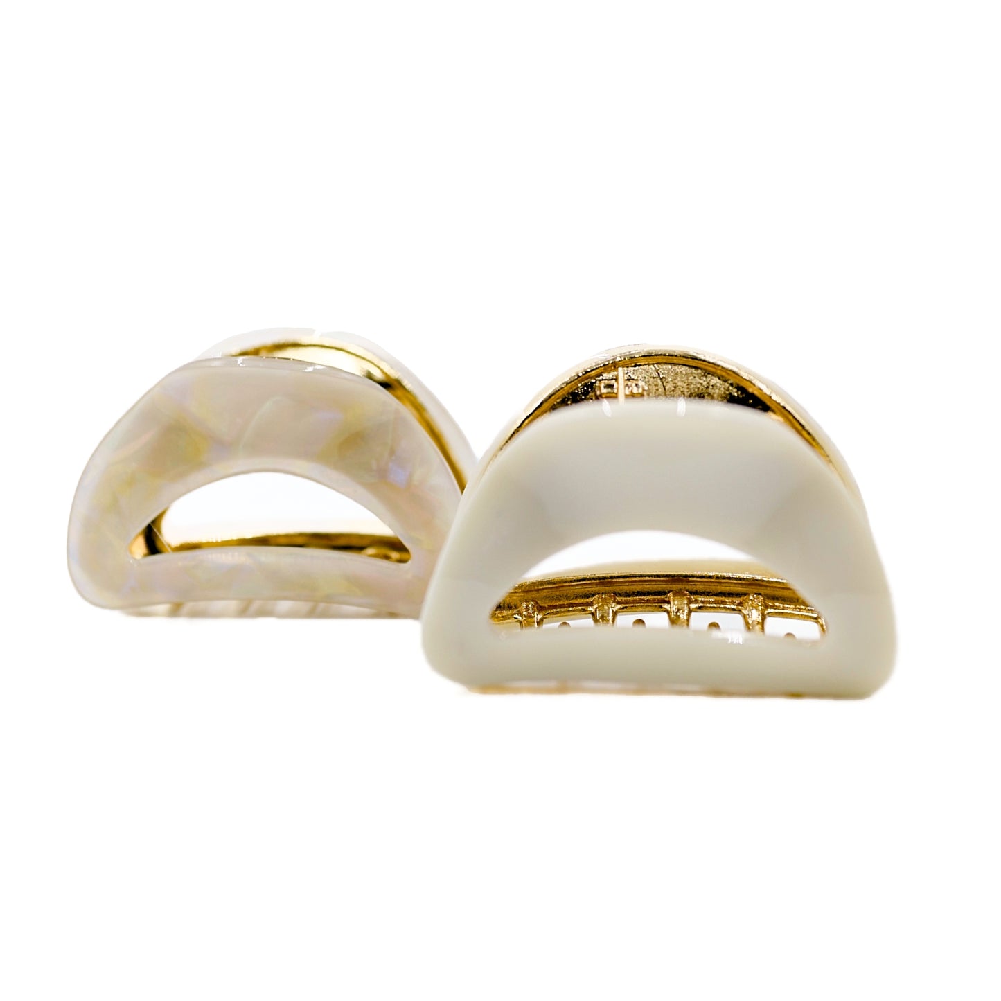 Midi Marble Claw Clips 2pc Set - White / Pearl / Brunette / Gray