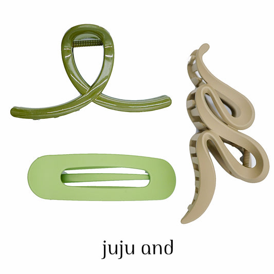 Matcha - Assorted Hair Claw Clips / Barrette 3pc