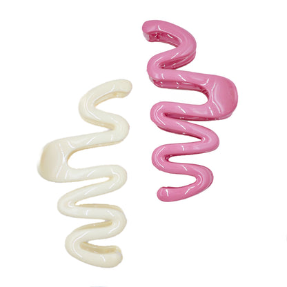 Mega Wave-shaped Claw Clip 2pc - White / Pink / Blue / Brunette