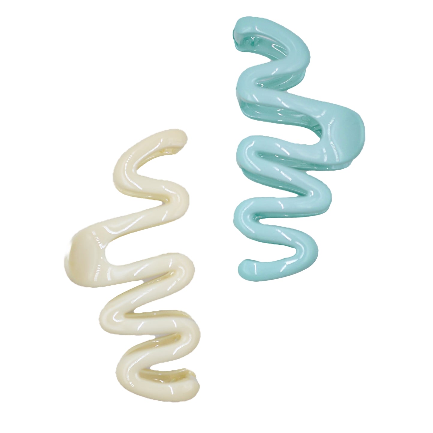 Mega Wave-shaped Claw Clip 2pc - White / Pink / Blue / Brunette