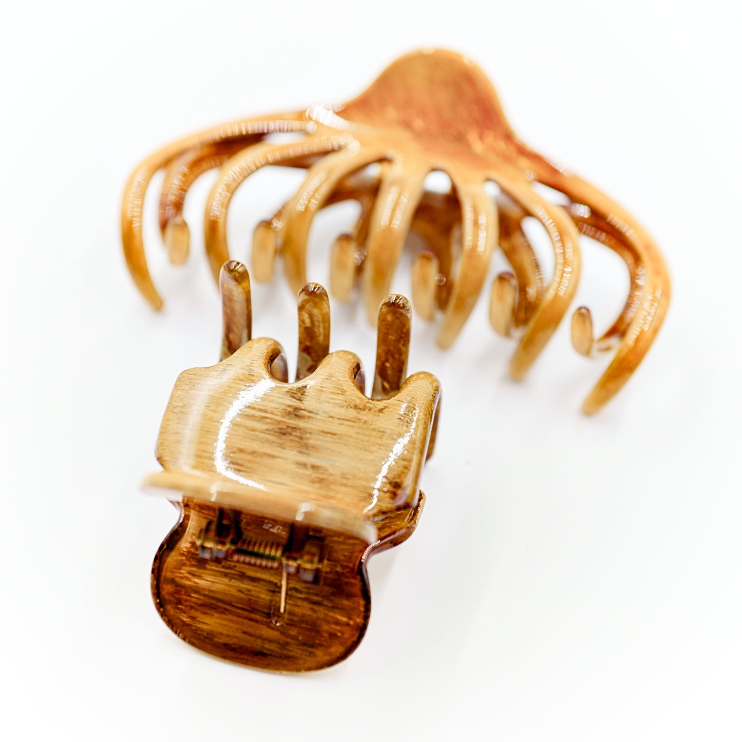 Octopus Claw Clips / Barrette 2pc Set - Natural Wood