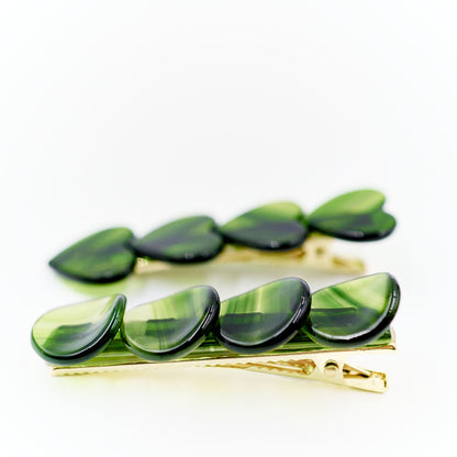 Marble Hair Clips / Pins 2pc - Viridis Green