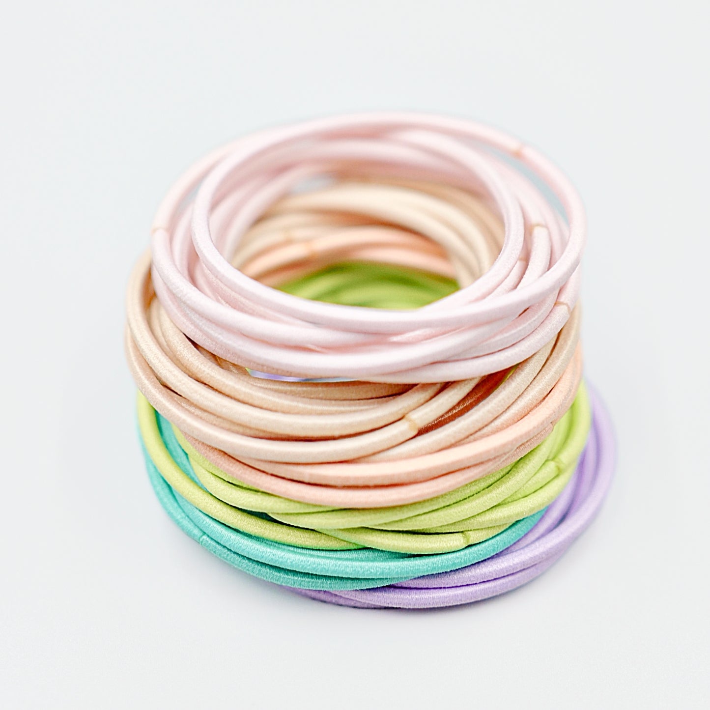 Elastic Hair Ties 20 Pc - Green / Blue / Pink / Multi-color